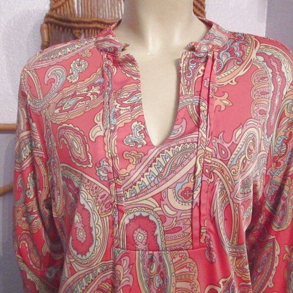 Vtg Winter Silks Tunic Top Size XL Silk Blend Pintuck Long Sleeves Artsy 90s Y2K - Picture 2 of 8